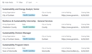 Screen shot of a jobs board with different options on it