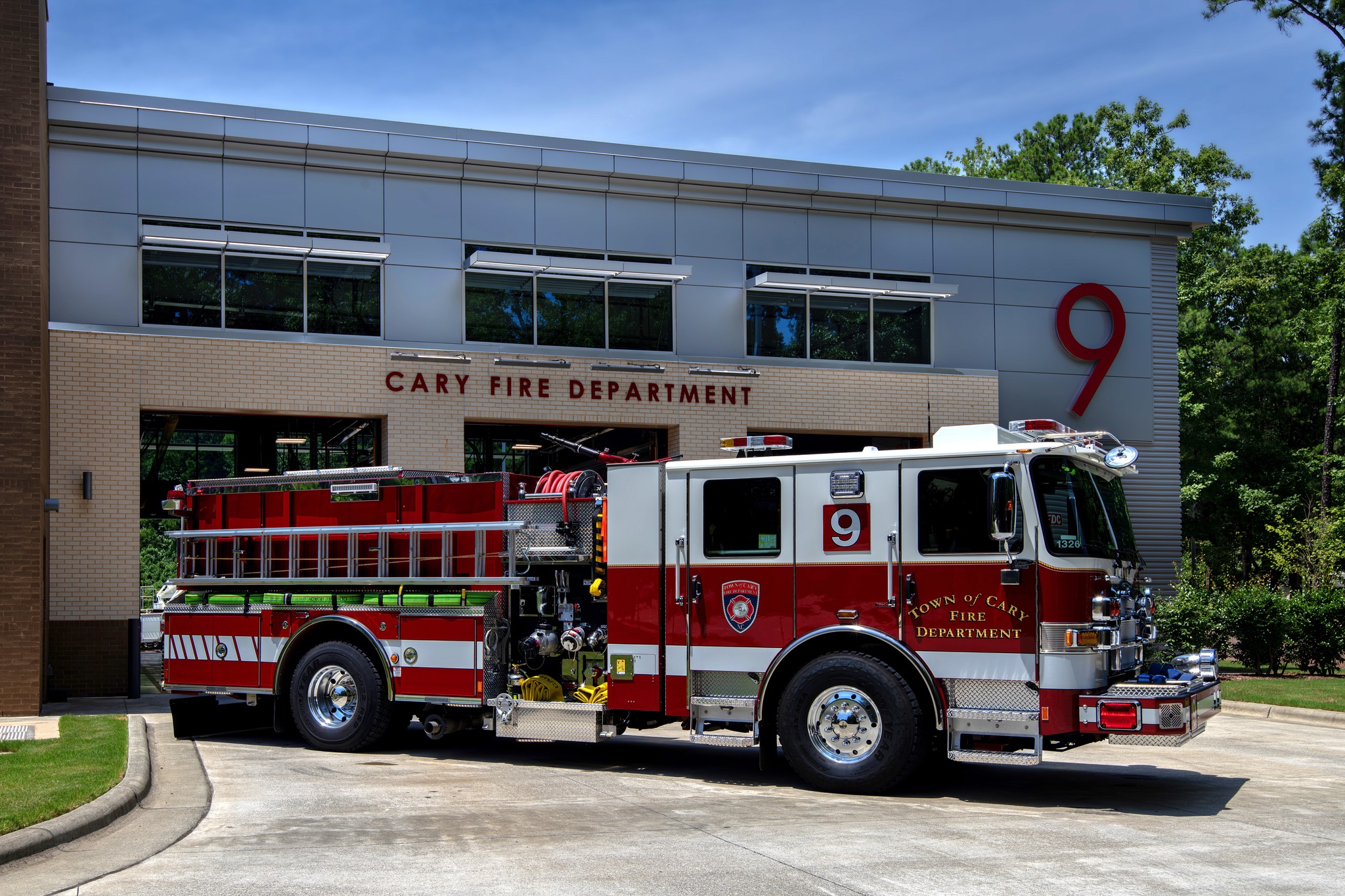 volterra fire truck cary north carolina fire truck in front of a fire station