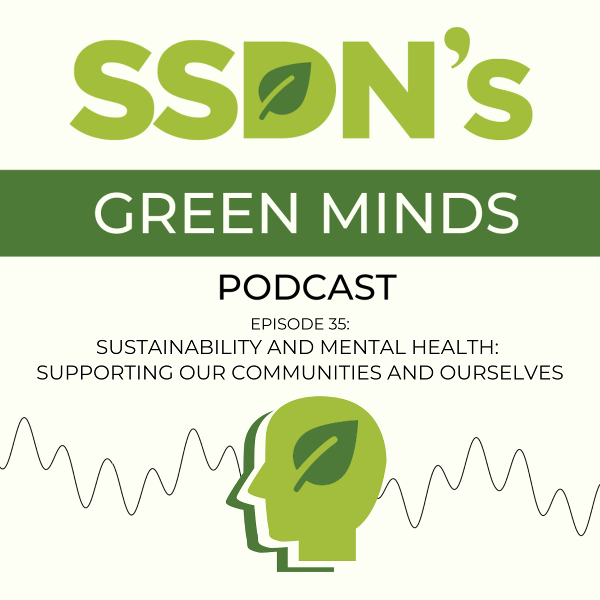 wavy line with green profile of a head with a leaf in it.