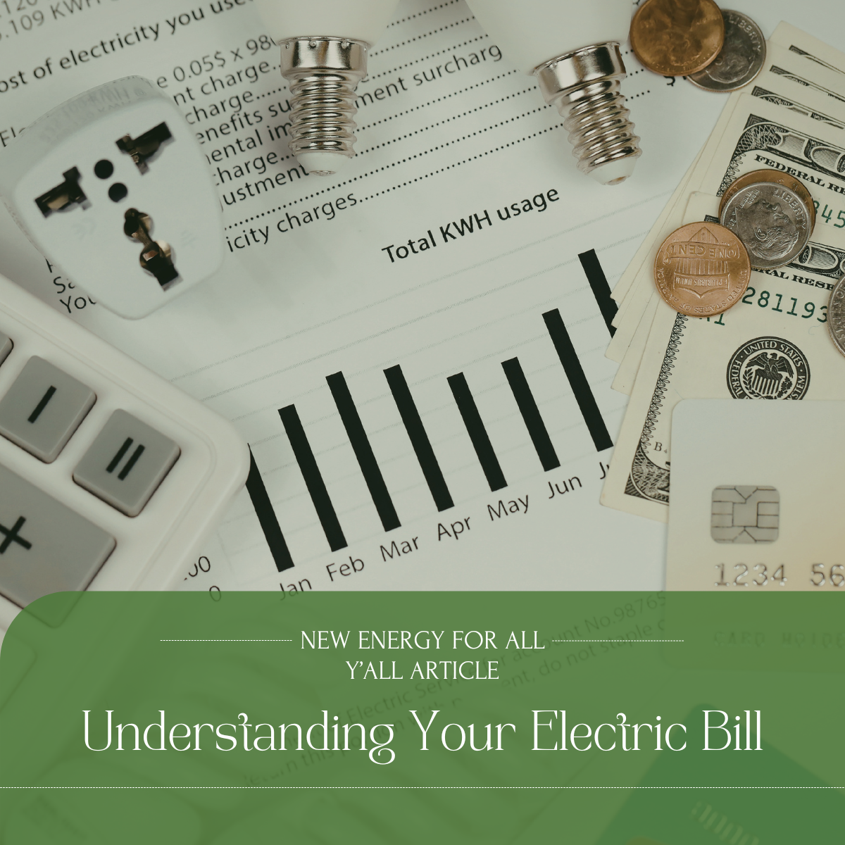bills in background with understanding your electric bill text
