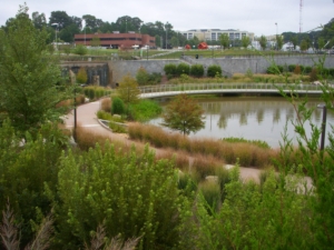 Water feature in a park